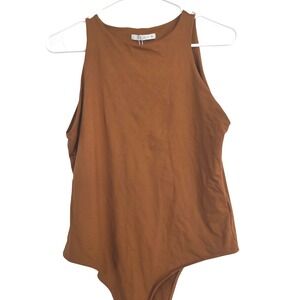 REORIA Brown Sleeveless Tank Bodysuit One Piece Size XL